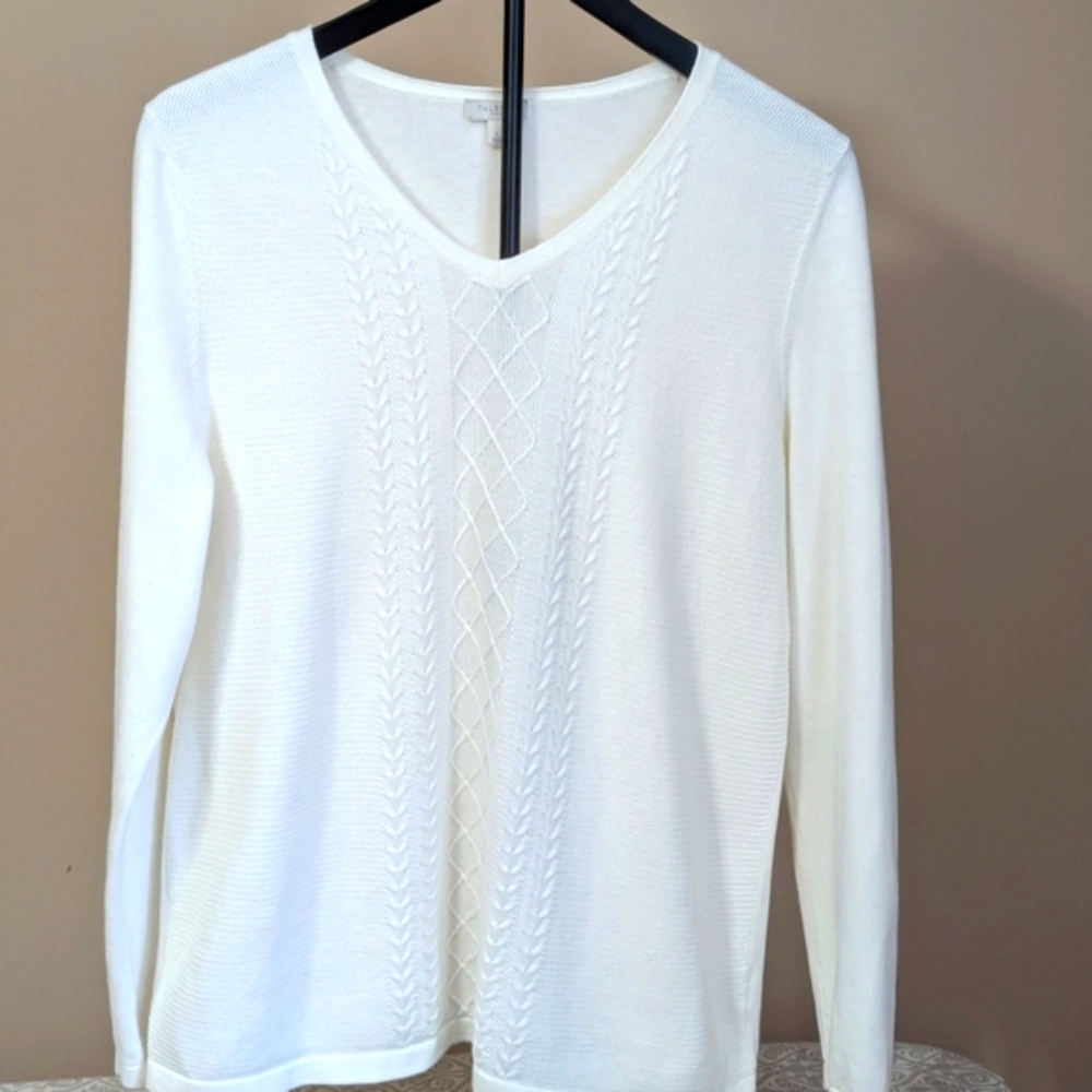 Talbots White V-Neck Sweater